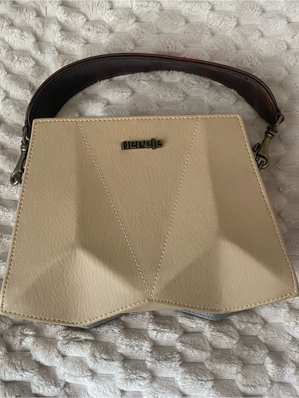 HEREJE Francia Geometric Bag + GOOD THINGS Embroidered Strap - Beige / Brown
